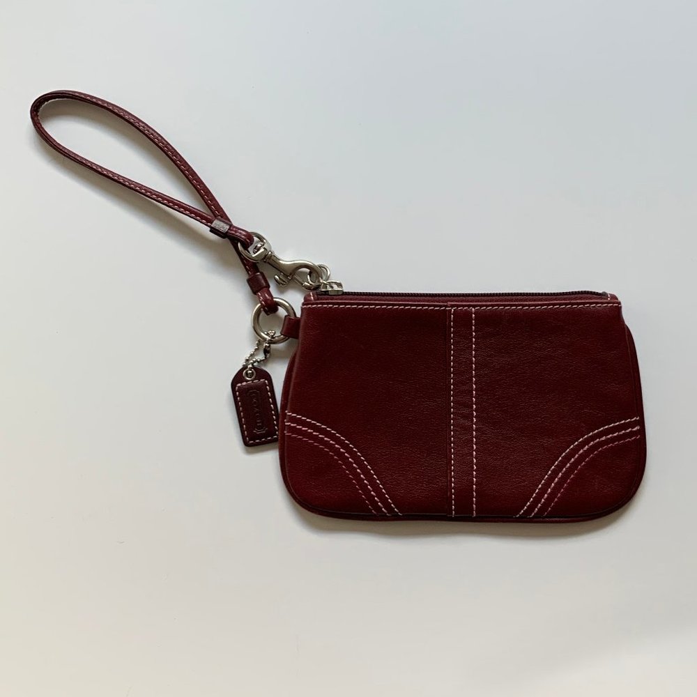 Coach Burgundy Leather Wristlet